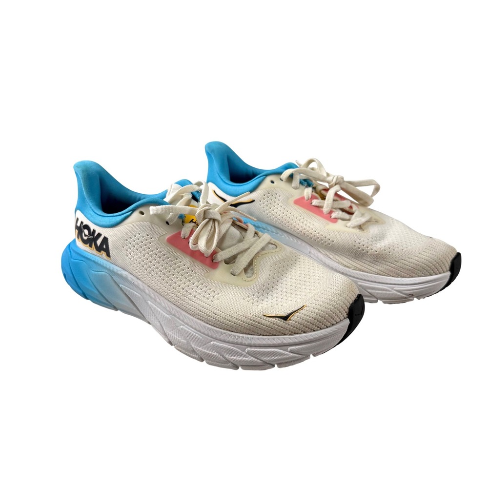 Hoka‎ One One Arahi 7 Running Shoes White Blue Stability Sneakers Women's US 8